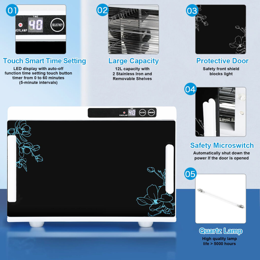 Touch screen nail tool UV disinfection cabinet